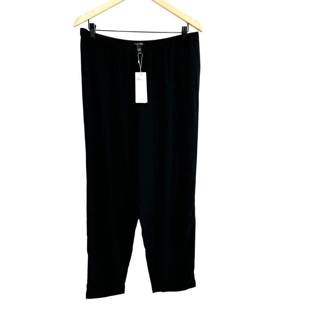 Eileen Fisher System Silk Georgette Slouchy Pant Women PL Black‎ Tapered Modest